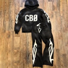 Mens 2pc Distressed Tracksuit Set Long Sleeve Jacket Pants Sweatsuit Activewear