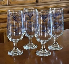 Vintage Franciscan 12 ounce Denmark Blue Iced Tea Glass Goblet Set of 4