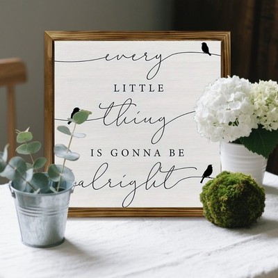 Inspirational ''Everything Will Be Okay'' Rustic Wooden Sign Farmhouse Home Decor
