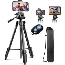 Universal 60" Camera Tripod with Wireless Remote and Mount For Phones Tablets
