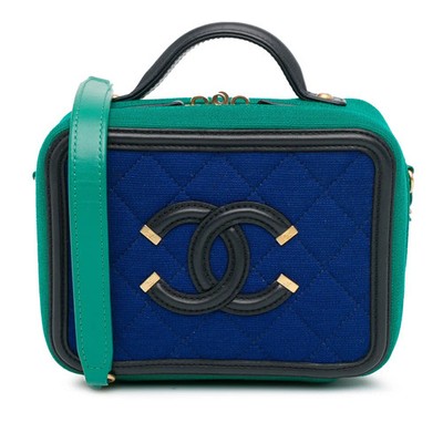 Pre-Owned Chanel Small Jersey CC Filigree Vanity Case Shoulder Bag