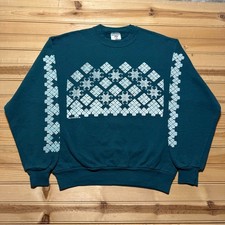 Vintage 90s Geometric Puffy Print Crewneck Pullover Sweatshirt USA Made - Medium