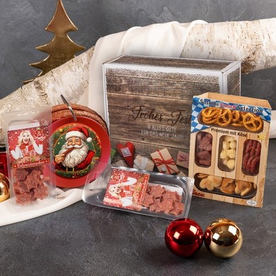 Wurstbaron  Edle Wurst Weihnachts-Geschenkbox inkl. Salami Wurst-Kabeltrommel