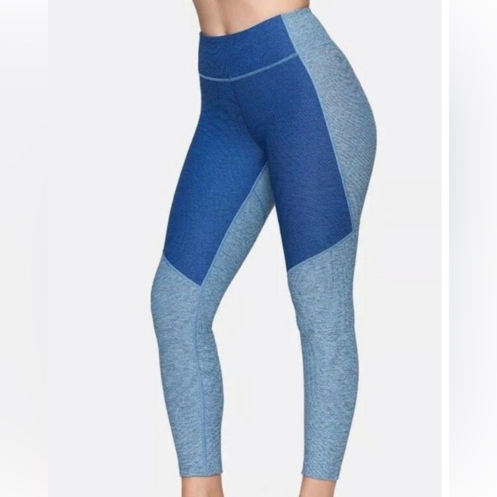 Outdoor Voices Blue Two-Tone Colorblock Leggings Size Medium 3/4 or 7/8 Length