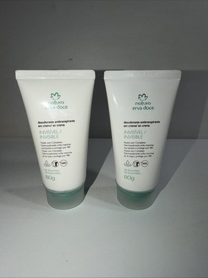 Lot 2 New Natura Erva Dove Invisible Crème Deodorant Antiperspirant 80g Each