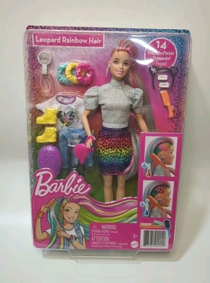 Barbie Leopard Rainbow Hair, 14 pieces, Color Changes With Water! Brand New!