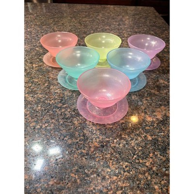 Vintage Tupperware Dessert / Pudding Cups #754 LOT of 6 Multicolor/pastel