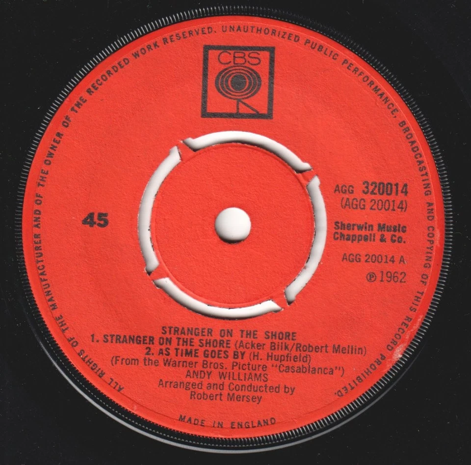 Andy Williams Stranger On the Shore 7" vinyl UK Cbs 1962 ep in pic sleeve - Photo 3/3