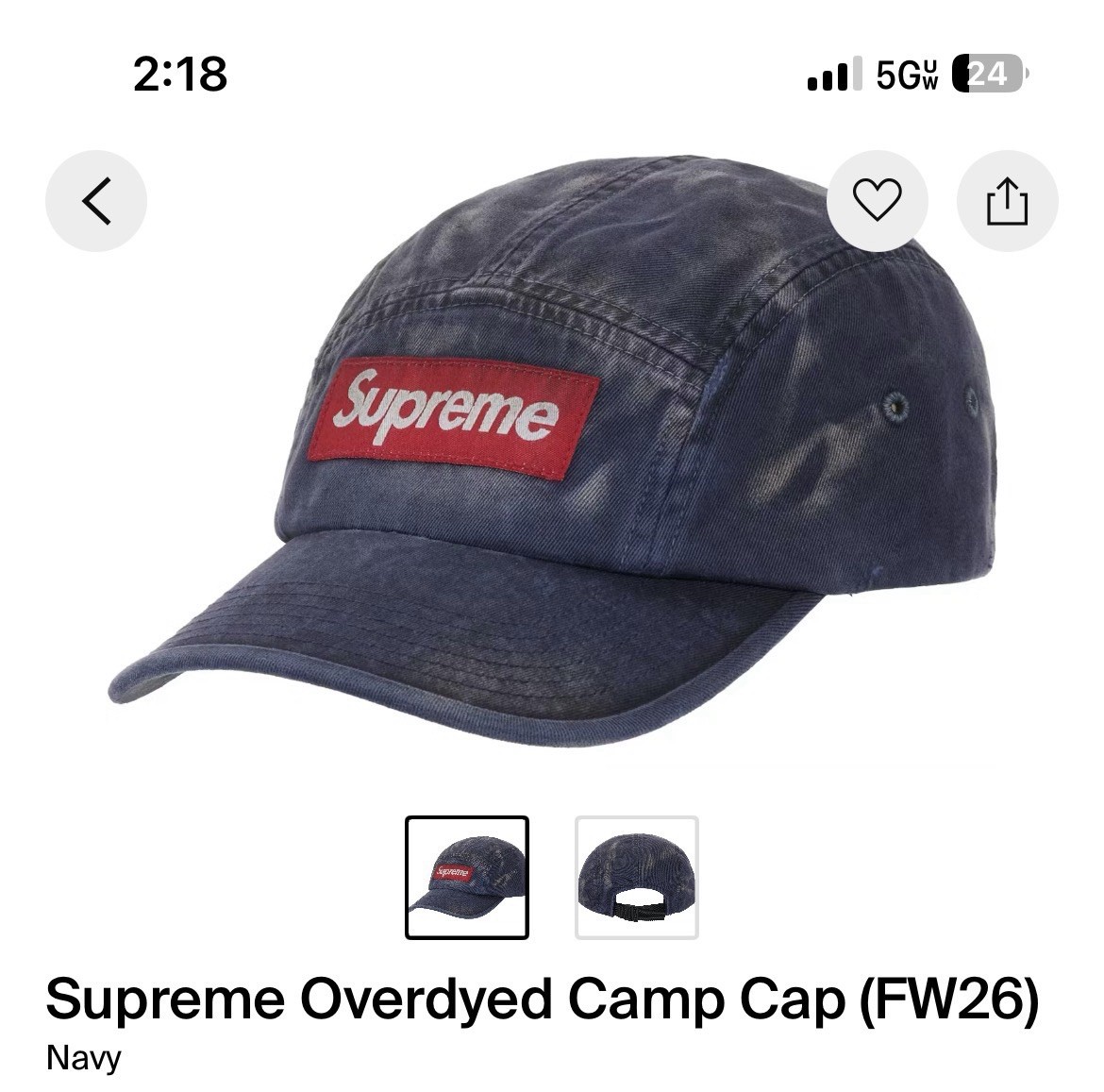 Supreme Overdyed Camp Cap Fw26 Navy | eBay