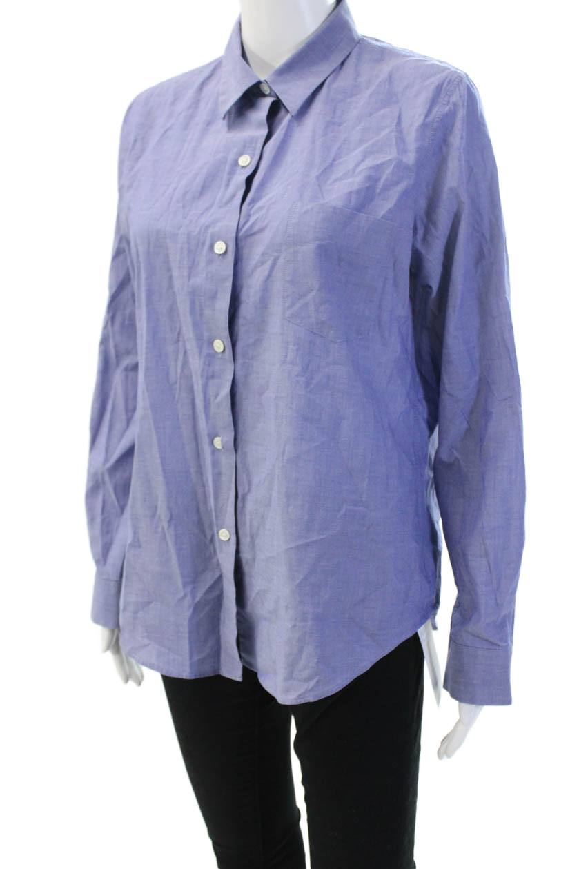 Theory Womens Basic Collared Button-Up Top Blue C… - image 2