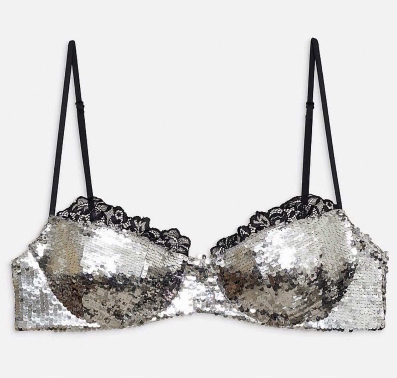 NWT For Love & Lemons Maia Underwire Bra Black & Sequin Size 34 B image 6