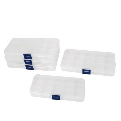 Plastic Case Fishing Lure Bait Storage Angling Tackle Box Container Clear 5PCS