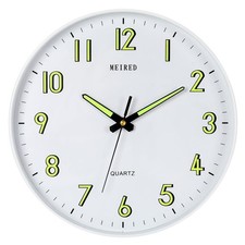 Night Light Wall Clock 12 Inch Silent Non Ticking Battery Operated Glow White