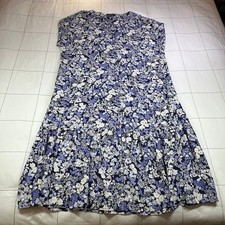 Madewell Dress Womens XXL Purple Blue Button Front Ruffle Hem Midi Flower Garden