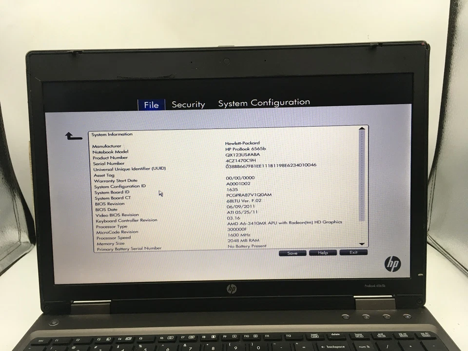 HP PROBOOK 6565B - BOOTS TO BIOS - AMD A6 3410MX - 2GB RAM - 15" - READ DESC -BB - Image 2 of 4