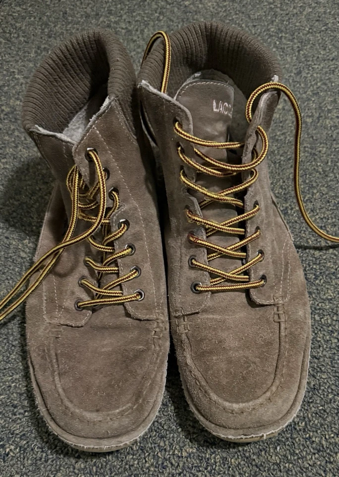 Lacoste * редкая Valbois SRM мужской 9 коричневый бежевый замши кожаные ботинки на шнуровке - Изображение 2 из 4