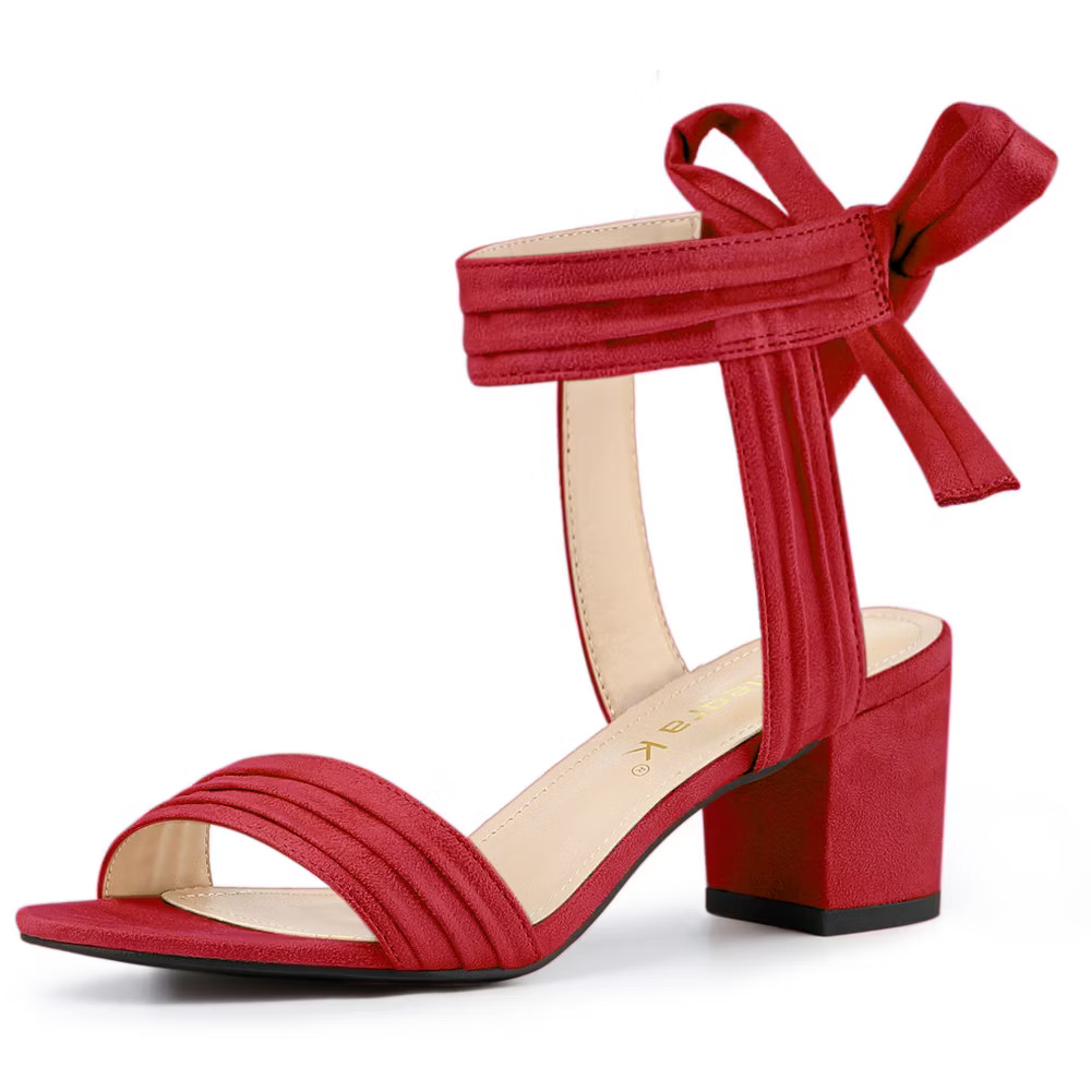 Allegra K Womens Back to College Open Toe Ankle Tie Back Block 8090₽