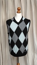 Vintage Pringle golf vest pure wool Argyle grey tank top size L