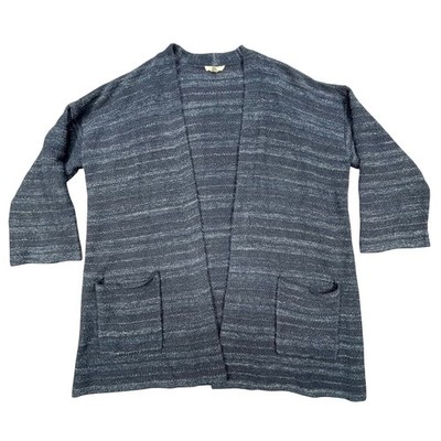 Eileen Fisher Blue Tencel Organic Cotton Slub Knit Cardigan Women 2X