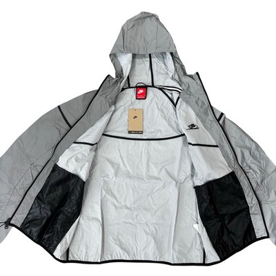 Nike Tech Woven Flash Jacket Reflect Silver Black FZ7585-035 Size