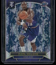 2024-25 Panini Totally Certified #186 Karl Malone Mirror Blue Camo Platinum #/35