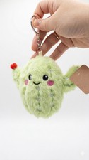 Smiling Cactus Plush Keychain Soft Succulent Bag Charm