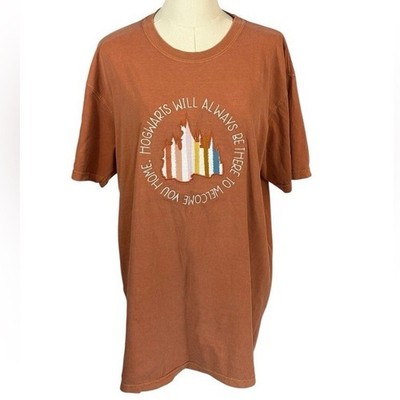 Unbranded 100% Cotton ''Hogwarts Will Always Be There '' Burnt Orange Tee (Size L)