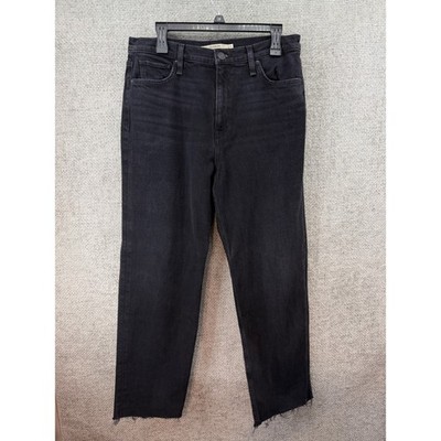 Hudson Remi Women's Size 32 High Rise Straight Leg Jeans Black Raw Hem Stretch
