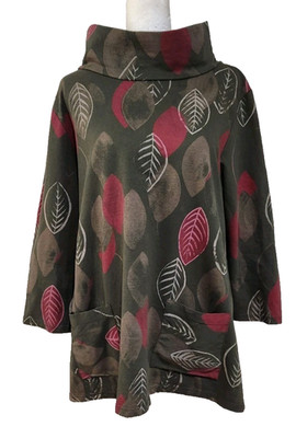 Luca Vanucci Cotton Mock Neck Pocket Top Size Medium