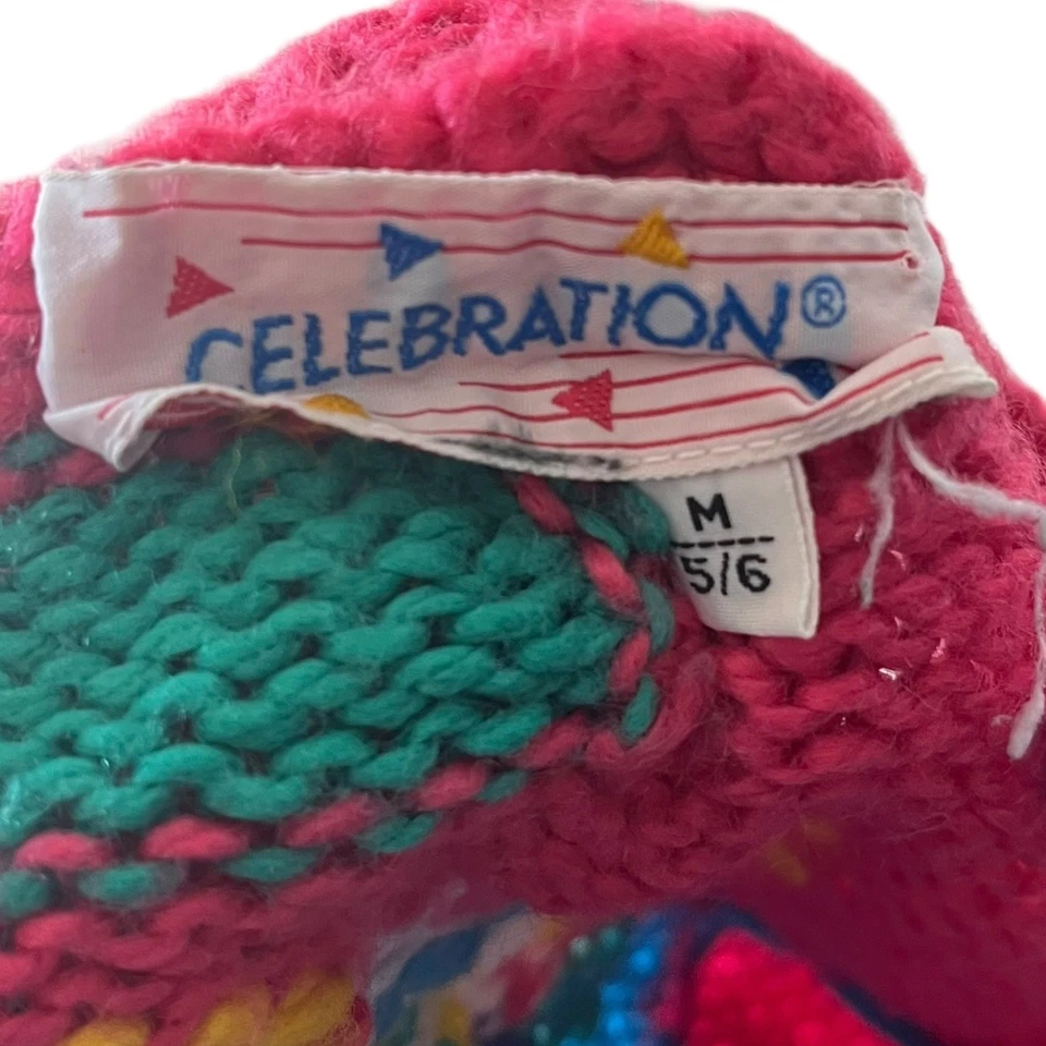 Cárdigan Suéter Tejido Celebración Vintage Niños M 5/6 Payaso Colorido Años 80 90 Foto 2 de 4