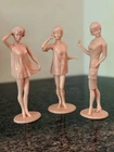 Vintage Lot of 3 LOUIS MARX Campus Cuties Unpainted Original Female Figures 1964