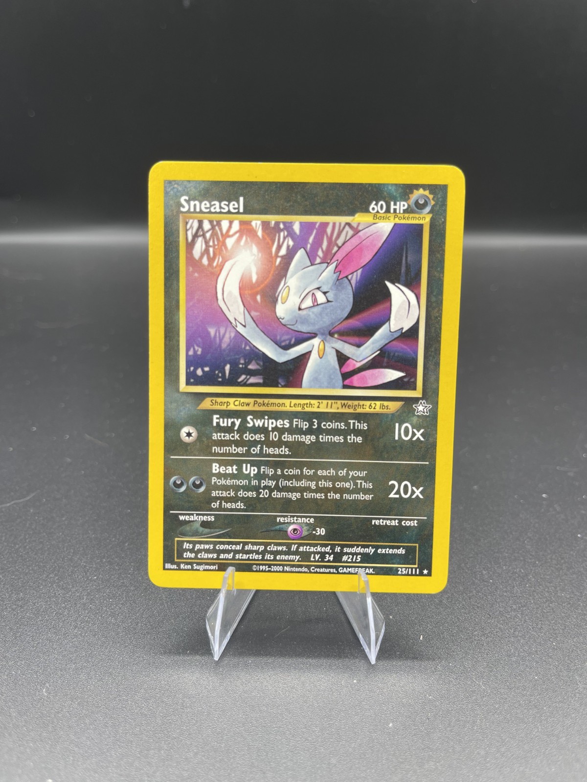 (LP) Sneasel 25/111 Neo Genesis Pokemon TCG Card Unlimited WOTC 2000 FREE SHIP