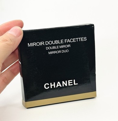 Chanel Limited Edition Double Compact Mirror Color Black NEW w Pouch And Box