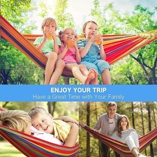 2 Person Double Hammock Cotton Canvas with Tree Straps Outdoor Patio Garden