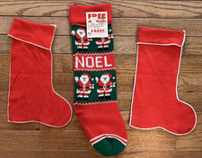 Lot of 3 Vintage Knit Stockings NOEL and RED Liners