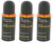 Parfums De Coeur Ltd 2608 Body Spray Mascolino 3 pack