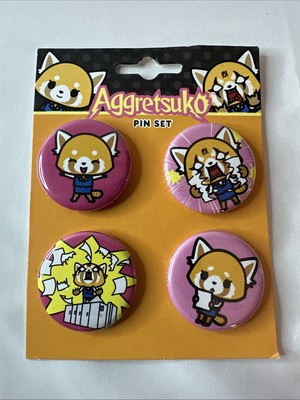 Sanrio Aggretsuko Button Pin Set NEW Official Licensed