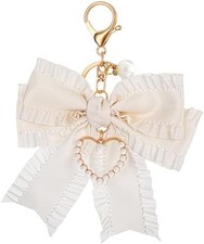 Bow Purse Keychain Charm Bow Keychain Bag Charms for Women, Bow Keychain Pearl W