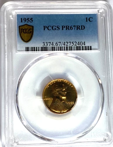 1955 1c Proof Lincoln Wheat Cent One Penny PCGS PF67 RD Gem Unc