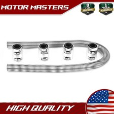 Silver 48 Stainless Steel Flexible Radiator Coolant Water Hose Kit Chrome Cap Silver 48 Stainless Steel Flexible Radiator Coolant Water Hose Kit Chrome Cap