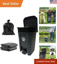 Compact Black 20L Dog Poop Trash Can with Pedal  Waterproof Lid for Outdoors