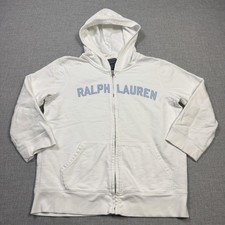 Polo Jeans Company Ralph Lauren Hoodie Women L White Full Zip Fleece Embroidered