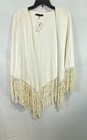 Sheri Bodell Women's White Fringed Studded Open Front Poncho Wrap NWT — photo 1