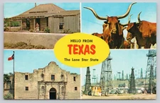 Hello From Texas The Lone Star State Multi-View Chrome Postcard Unposted
