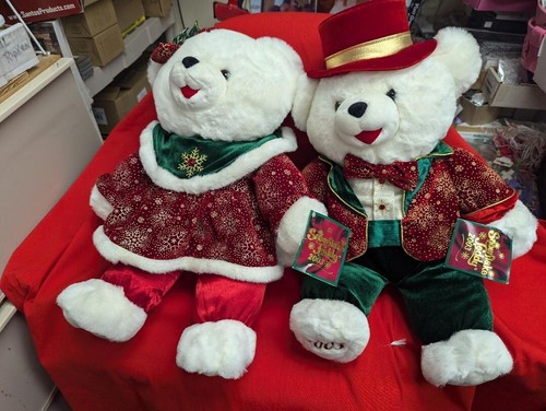 2003 Dan Dee Snowflake 22” Stuffed Teddy Bear Boy Girl Set Holiday Christmas Lot