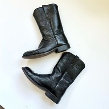Black Jacks Boots Black Leather Sz 8.5 Made in USA Cowboy Boots
