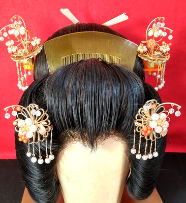 Japanese Bride Kushi Kanzashi set Metal Resin Kimono Hair Ornament Japan #1386-2