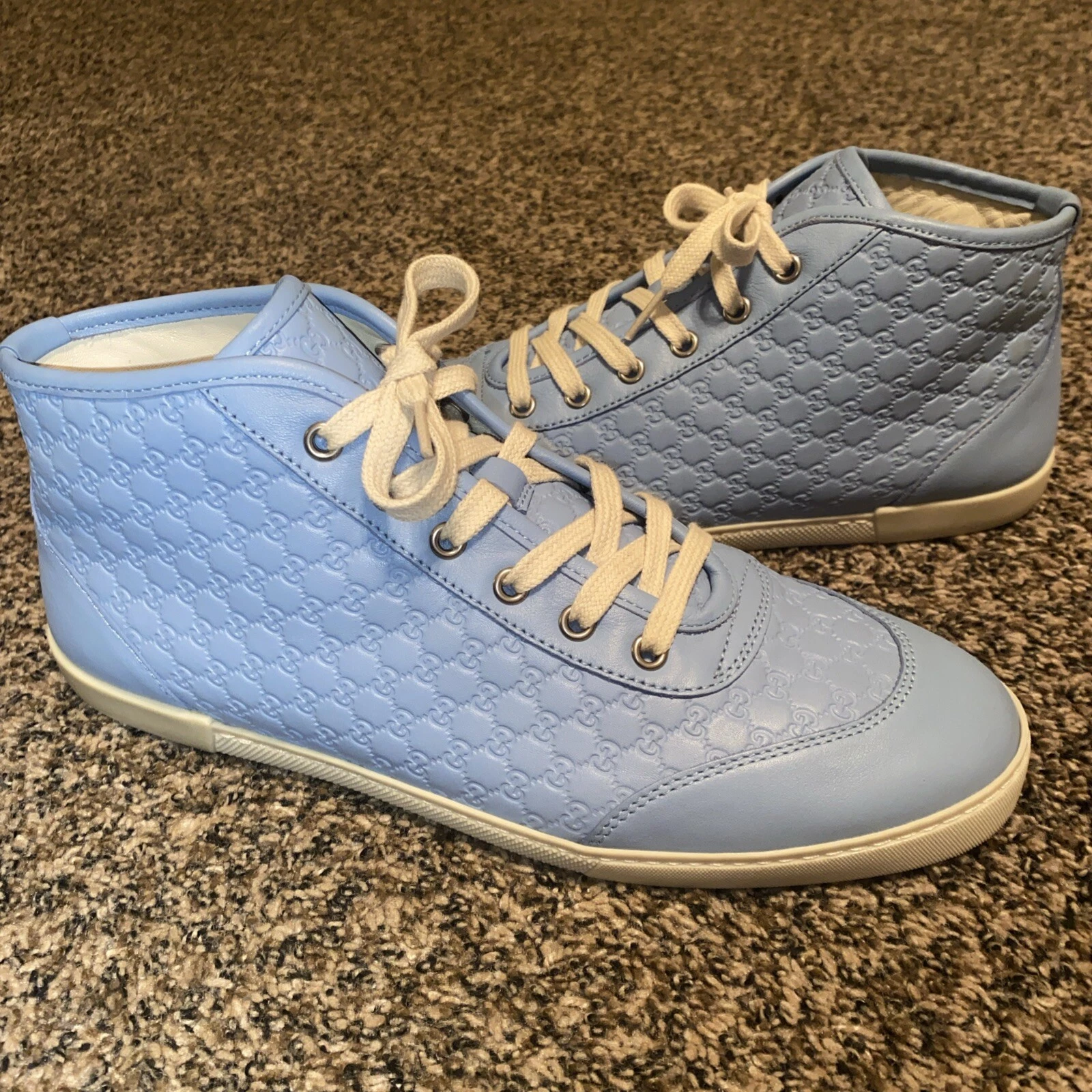 Authentique Gucci GG Guccissima Haut « Bleu Minéral » Chaussures Femme Taille 39,5 (9) 