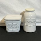 Threshold White Farmhouse Sugar Jar & Creamer Server Ceramic Stoneware With Lids