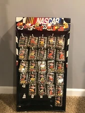 Vintage Cardboard Store Display Lot Of 99 Magnetic Flashing Lights Pins NASCAR